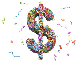 Metalic multi color confetti font