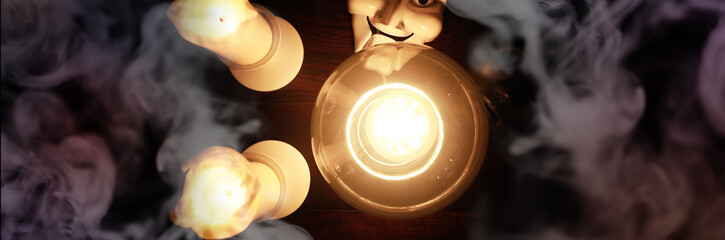 A sorcerer's table with a fortune-teller ball