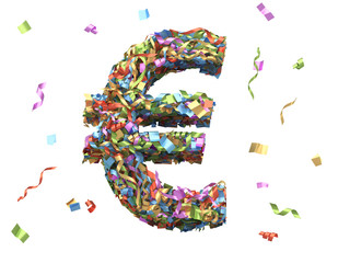 Metalic multi color confetti font