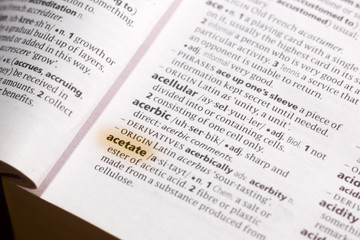 The word or phrase Acetate in a dictionary.