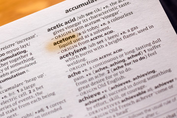 The word or phrase Acetone in a dictionary.