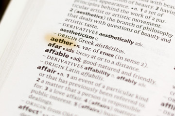 The word or phrase Aether in a dictionary.