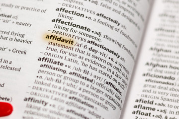 The word or phrase Affidavit in a dictionary.
