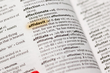 The word or phrase Affidavit in a dictionary.