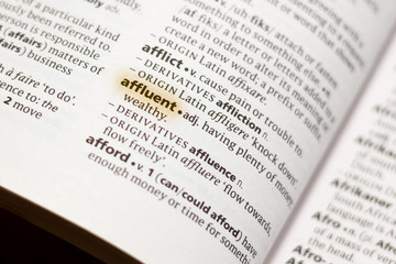 Naklejka premium The word or phrase Affluent in a dictionary.