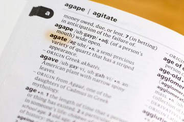 Fototapeta premium The word or phrase Agate in a dictionary.
