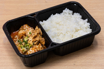 Kimchi stir-fried pork and Japanese rice