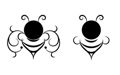 Bee Vector illustration on white background,Bee drawing white and black
