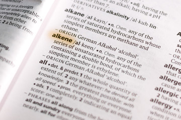 The word or phrase Alkene in a dictionary.