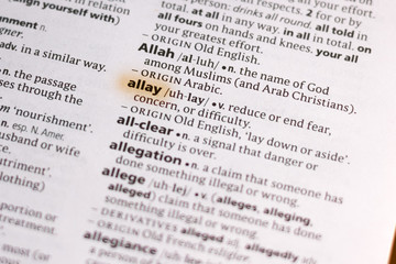 The word or phrase Allay in a dictionary.