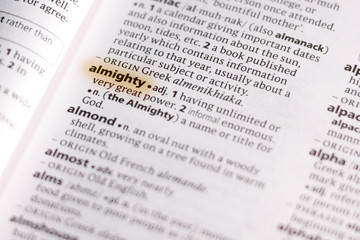 The word or phrase Almighty in a dictionary.