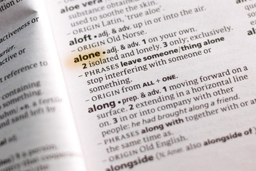 The word or phrase Alone in a dictionary.