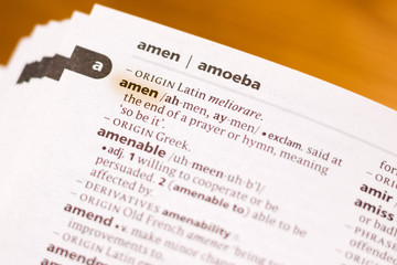 The word or phrase Amen in a dictionary.