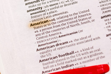 The word or phrase American in a dictionary.