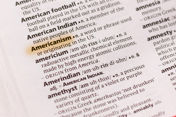 The word or phrase Americanism in a dictionary.