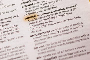 The word or phrase Amuse in a dictionary.