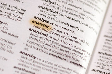 The word or phrase Anarchic in a dictionary.