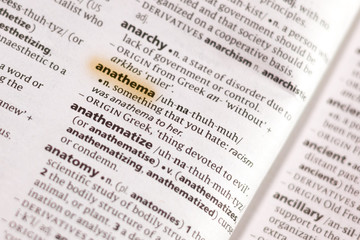 The word or phrase Anathema in a dictionary.