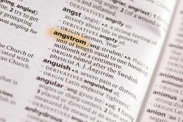 The word or phrase Angstrom in a dictionary.