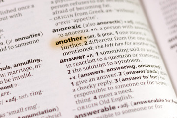 The word or phrase Another in a dictionary.