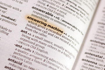 The word or phrase Answering Machine in a dictionary.