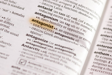 The word or phrase Antagonist in a dictionary.