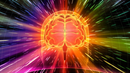 Brain head human mental idea mind 3D illustration background