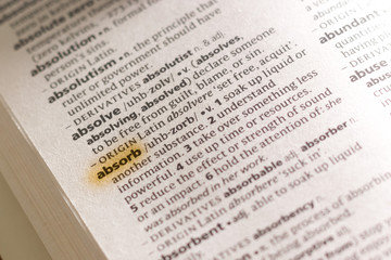 Ivanovsk, Russia - November 19, 2018: The word or phrase Absorb in a dictionary.