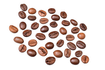 coffee beans isolated on white background with clipping path