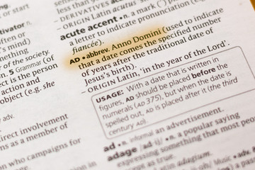 Ivanovsk, Russia - November 19, 2018: The word or phrase Ad in a dictionary.