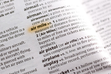 Ivanovsk, Russia - November 19, 2018: The word or phrase Air Mile in a dictionary.