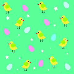 seamless pattern with easter birds eggs