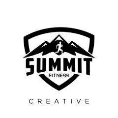 mountain fitness logo design vector icon