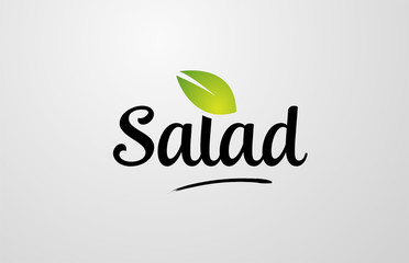 green leaf salad hand written word text for typography logo design