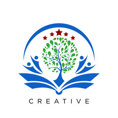 human tree star logo design vector