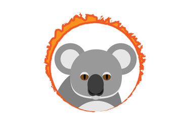 Koala trapped in a ring of fire illustration vector