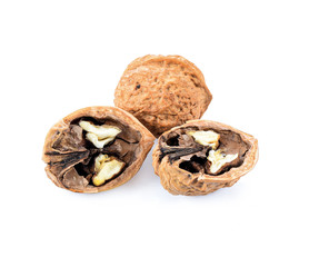 Walnuts   isolated; on  white  back ground