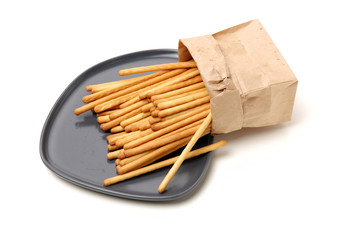 bread sticks on white background 