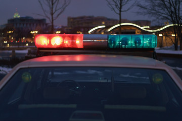 Police use at night. City street in winter. Harassment of the offender. To protect and serve. ...
