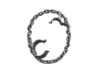 Iron arm shackles on a chain font
