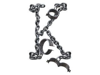 Iron arm shackles on a chain font