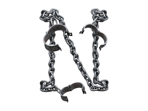 Iron arm shackles on a chain font