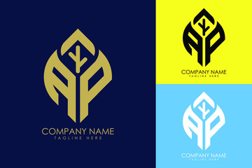  Initial letter A P with abstract leaf logo sign symbol