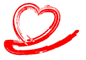 Corazón de trazo rojo sobre fondo blanco.