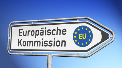 Europäische Kommission, Wegweiserschild (Symbolbild)