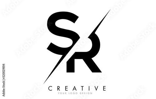 Sr S R Letter Logo Design With A Creative Cut Wall Mural Wallpaper Murals Ankreative