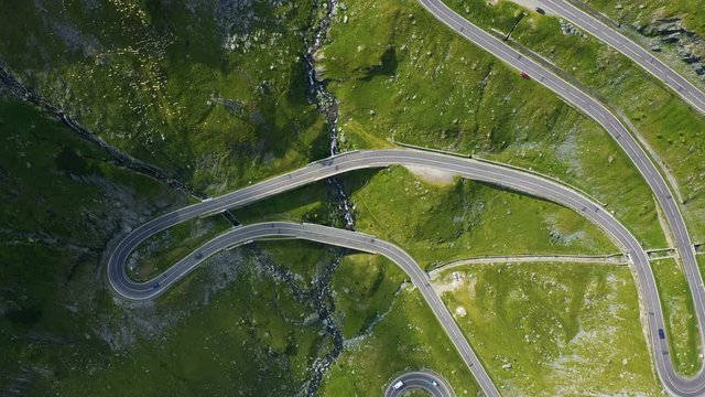 view of curves of famous romanian mountain road Transfagaras
