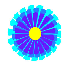 Obraz premium Abstract blue flower isolated on white background Flat design style