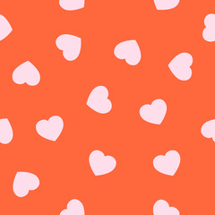 Seamless vector happy valentine's day background with pretty hearts isolated