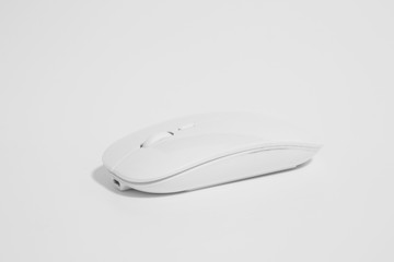 Modern White wireless computer mouse isolated on white background